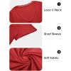 imageImily Bela Womens Sexy V Neck T Shirts Summer Lace Short Sleeve Slim Fit Y2k Going Out Crop TopsRed