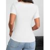 imageImily Bela Womens Sexy V Neck T Shirts Summer Lace Short Sleeve Slim Fit Y2k Going Out Crop TopsWhite