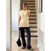 imageImily Bela Womens Short Sleeve Sweater Casual Crew Neck Rribbed Knit Split Pullover Summer Tunic TopsApricot