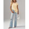 imageImily Bela Womens Short Sleeve Sweater Casual Crew Neck Rribbed Knit Split Pullover Summer Tunic TopsApricot
