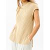 imageImily Bela Womens Short Sleeve Sweater Casual Crew Neck Rribbed Knit Split Pullover Summer Tunic TopsApricot