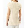 imageImily Bela Womens Short Sleeve Sweater Casual Crew Neck Rribbed Knit Split Pullover Summer Tunic TopsBeige
