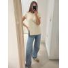 imageImily Bela Womens Short Sleeve Sweater Casual Crew Neck Rribbed Knit Split Pullover Summer Tunic TopsBeige