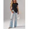 imageImily Bela Womens Short Sleeve Sweater Casual Crew Neck Rribbed Knit Split Pullover Summer Tunic TopsBlack