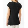 imageImily Bela Womens Short Sleeve Sweater Casual Crew Neck Rribbed Knit Split Pullover Summer Tunic TopsBlack