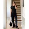 imageImily Bela Womens Short Sleeve Sweater Casual Crew Neck Rribbed Knit Split Pullover Summer Tunic TopsBlack