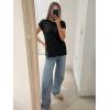imageImily Bela Womens Short Sleeve Sweater Casual Crew Neck Rribbed Knit Split Pullover Summer Tunic TopsBlack