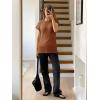 imageImily Bela Womens Short Sleeve Sweater Casual Crew Neck Rribbed Knit Split Pullover Summer Tunic TopsBrown