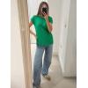 imageImily Bela Womens Short Sleeve Sweater Casual Crew Neck Rribbed Knit Split Pullover Summer Tunic TopsGreen