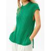 imageImily Bela Womens Short Sleeve Sweater Casual Crew Neck Rribbed Knit Split Pullover Summer Tunic TopsGreen
