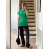 imageImily Bela Womens Short Sleeve Sweater Casual Crew Neck Rribbed Knit Split Pullover Summer Tunic TopsGreen