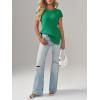 imageImily Bela Womens Short Sleeve Sweater Casual Crew Neck Rribbed Knit Split Pullover Summer Tunic TopsGreen