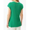 imageImily Bela Womens Short Sleeve Sweater Casual Crew Neck Rribbed Knit Split Pullover Summer Tunic TopsGreen
