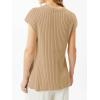 imageImily Bela Womens Short Sleeve Sweater Casual Crew Neck Rribbed Knit Split Pullover Summer Tunic TopsKhaki
