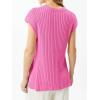 imageImily Bela Womens Short Sleeve Sweater Casual Crew Neck Rribbed Knit Split Pullover Summer Tunic TopsPink