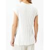 imageImily Bela Womens Short Sleeve Sweater Casual Crew Neck Rribbed Knit Split Pullover Summer Tunic TopsWhite