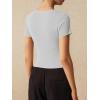 imageImily Bela Womens Short Sleeve Sweater Tops Summer Button Down Casual Ribbed Knit Slim Fit Cropped Cardigan ShirtsGrey