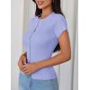 imageImily Bela Womens Short Sleeve Sweater Tops Summer Button Down Casual Ribbed Knit Slim Fit Cropped Cardigan ShirtsLight Purple