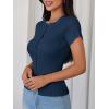 imageImily Bela Womens Short Sleeve Sweater Tops Summer Button Down Casual Ribbed Knit Slim Fit Cropped Cardigan ShirtsNavy