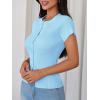 imageImily Bela Womens Short Sleeve Sweater Tops Summer Button Down Casual Ribbed Knit Slim Fit Cropped Cardigan ShirtsSky Blue