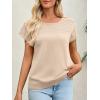 imageImily Bela Womens Short Sleeve Sweaters Casual Crewneck Crochet Knit Summer Loose Trendy Pullover TopsApricot