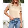 imageImily Bela Womens Short Sleeve Sweaters Casual Crewneck Crochet Knit Summer Loose Trendy Pullover TopsApricot