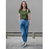 imageImily Bela Womens Short Sleeve Sweaters Casual Crewneck Crochet Knit Summer Loose Trendy Pullover TopsArmy Green