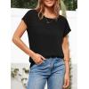 imageImily Bela Womens Short Sleeve Sweaters Casual Crewneck Crochet Knit Summer Loose Trendy Pullover TopsBlack