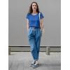 imageImily Bela Womens Short Sleeve Sweaters Casual Crewneck Crochet Knit Summer Loose Trendy Pullover TopsBlue