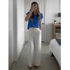imageImily Bela Womens Short Sleeve Sweaters Casual Crewneck Crochet Knit Summer Loose Trendy Pullover TopsBlue
