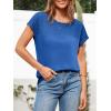 imageImily Bela Womens Short Sleeve Sweaters Casual Crewneck Crochet Knit Summer Loose Trendy Pullover TopsBlue