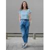 imageImily Bela Womens Short Sleeve Sweaters Casual Crewneck Crochet Knit Summer Loose Trendy Pullover TopsBluish Gray