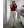 imageImily Bela Womens Short Sleeve Sweaters Casual Crewneck Crochet Knit Summer Loose Trendy Pullover TopsBurgundy