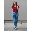 imageImily Bela Womens Short Sleeve Sweaters Casual Crewneck Crochet Knit Summer Loose Trendy Pullover TopsBurgundy