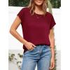 imageImily Bela Womens Short Sleeve Sweaters Casual Crewneck Crochet Knit Summer Loose Trendy Pullover TopsBurgundy