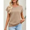 imageImily Bela Womens Short Sleeve Sweaters Casual Crewneck Crochet Knit Summer Loose Trendy Pullover TopsCoffee