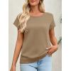 imageImily Bela Womens Short Sleeve Sweaters Casual Crewneck Crochet Knit Summer Loose Trendy Pullover TopsKhaki