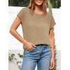 imageImily Bela Womens Short Sleeve Sweaters Casual Crewneck Crochet Knit Summer Loose Trendy Pullover TopsKhaki