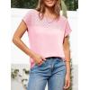 imageImily Bela Womens Short Sleeve Sweaters Casual Crewneck Crochet Knit Summer Loose Trendy Pullover TopsLight Pink