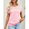 imageImily Bela Womens Short Sleeve Sweaters Casual Crewneck Crochet Knit Summer Loose Trendy Pullover TopsLight Pink
