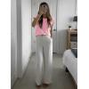 imageImily Bela Womens Short Sleeve Sweaters Casual Crewneck Crochet Knit Summer Loose Trendy Pullover TopsLight Pink