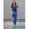 imageImily Bela Womens Short Sleeve Sweaters Casual Crewneck Crochet Knit Summer Loose Trendy Pullover TopsNavy