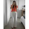 imageImily Bela Womens Short Sleeve Sweaters Casual Crewneck Crochet Knit Summer Loose Trendy Pullover TopsOrangered