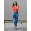 imageImily Bela Womens Short Sleeve Sweaters Casual Crewneck Crochet Knit Summer Loose Trendy Pullover TopsOrangered
