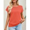 imageImily Bela Womens Short Sleeve Sweaters Casual Crewneck Crochet Knit Summer Loose Trendy Pullover TopsOrangered