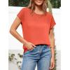 imageImily Bela Womens Short Sleeve Sweaters Casual Crewneck Crochet Knit Summer Loose Trendy Pullover TopsOrangered