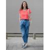 imageImily Bela Womens Short Sleeve Sweaters Casual Crewneck Crochet Knit Summer Loose Trendy Pullover TopsPink