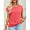 imageImily Bela Womens Short Sleeve Sweaters Casual Crewneck Crochet Knit Summer Loose Trendy Pullover TopsPink