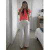 imageImily Bela Womens Short Sleeve Sweaters Casual Crewneck Crochet Knit Summer Loose Trendy Pullover TopsPink