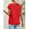 imageImily Bela Womens Short Sleeve Sweaters Casual Crewneck Crochet Knit Summer Loose Trendy Pullover TopsRed